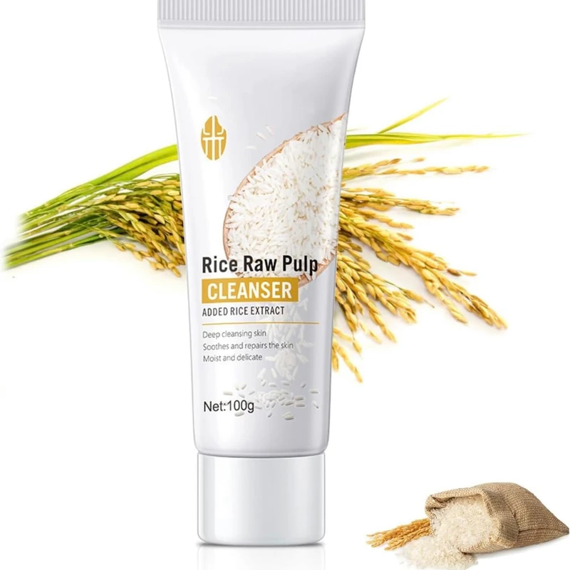 bioaqua rice raw pulp whitening facial cleanser 100g (all skin type)